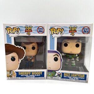 Funko Pop Toy Story 4 Set Woody #522 Buzz Lightyear #523 Disney Figures Lot
